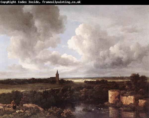 Jacob van Ruisdael An Extensive Landscape with Ruined Castle and Village Church